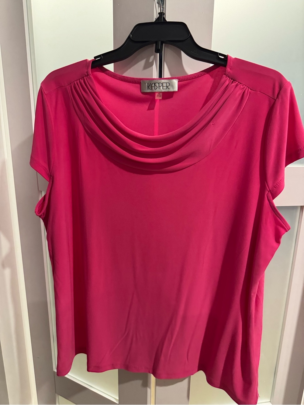 Kasper Women's Draped Cowl Cap-Sleeve Top in Bright Pink